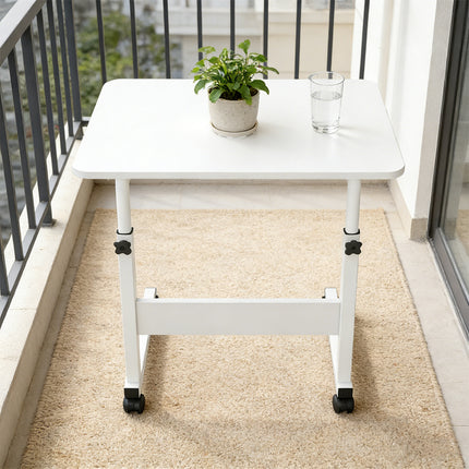 Adjustable Bedside Table with Wheels Laptop Desk Overbed Table