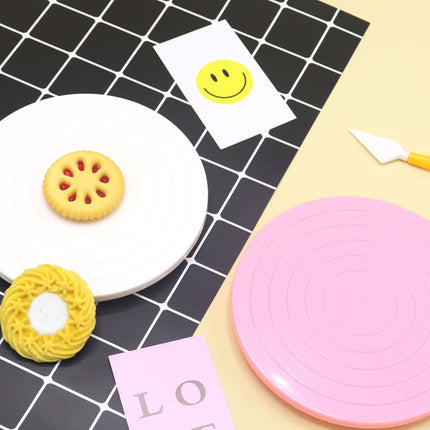 Mini Cake Turntable 14cm Manually Rotating Stand for Cake Decorating Baking Use