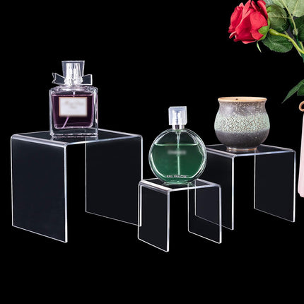 3PCS Clear Square Acrylic Display Stands for Jewelry Rings Watches Dessert Use
