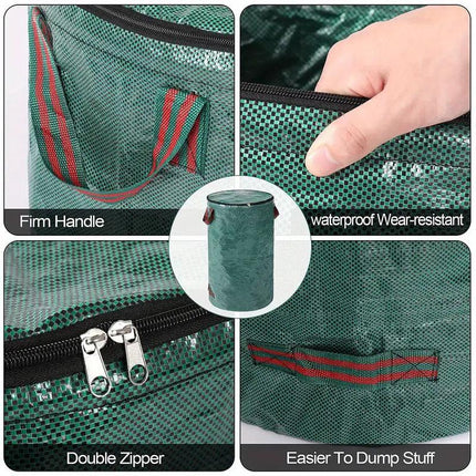 3pcs Garden Garbage Bag with Flip Lid Outdoor Rubbish Collection Waste Storage