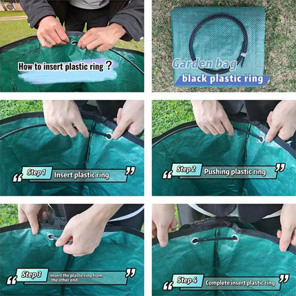 3pcs Garden Garbage Bag with Flip Lid Outdoor Rubbish Collection Waste Storage