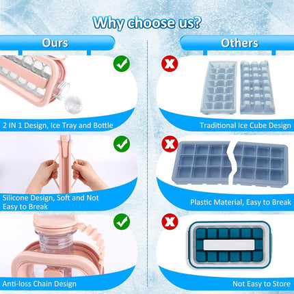 Foldable Ice Cube Tray Mold Easy Release Reusable Travel Kitchen Freezer Tool
