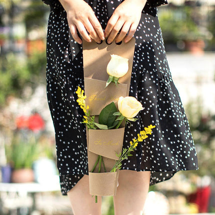 20pcs Valentines Day Flower Box Rose Packaging Handheld Kraft Paper Flower Bag