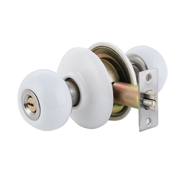 Ceramics Door Knob Lock Key Locking Set Interior Exterior Knob Bedroom Bathroom