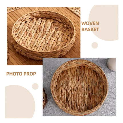 2pcs Rattan Fruit Tray Decorative Storage Trays Multipurpose Shelving Organizer