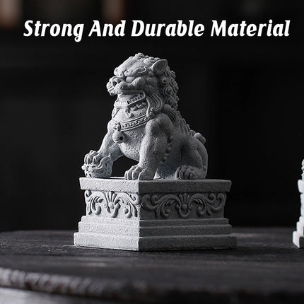 1 Pair Chinese Style Small Stone Lion Decoration Home Desktop Decor Art Craft