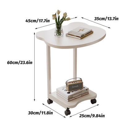 Moveable Side Table Rolling Wheels Sturdy For Sofa Bedside Living Room Use