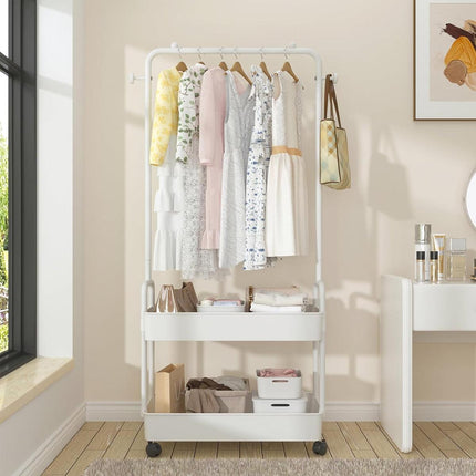 Multipurpose Clothing Rack with Wheels Rolling Wardrobe Organizer for Clothes