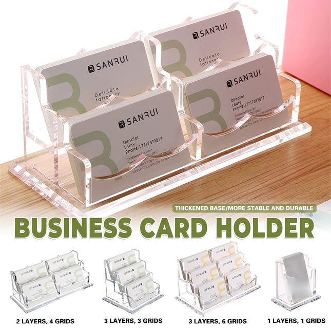 Acrylic Business Card Holder Desk Name Card Display Stand for Office Desk