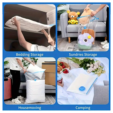 6PCS Vacuum Storage Bags Clear Space Saving for Clothes Bedding Travel Use