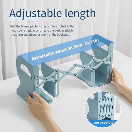 Retractable Book Stand Desk Organizer Adjustable Storage Rack with Pen Holder