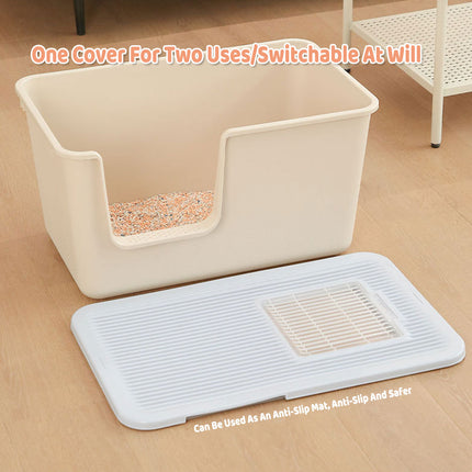 Cat Litter Box Large Semi Milk Coffee Colour Toilet High Sided Odour Control