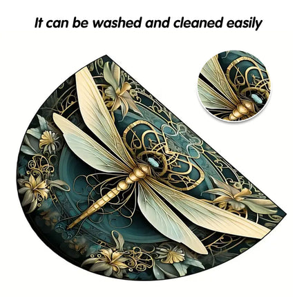 Floral Floor Mat Semicircle Printed Entry Door Rug Non-Slip Mat For Home Decor