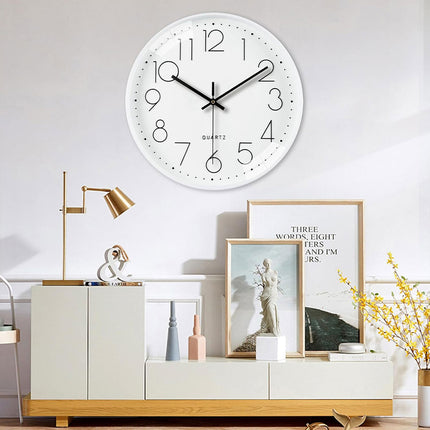 Wall Clock Silent 30cm Round Quartz Hanging Clock for Home Office Living Room