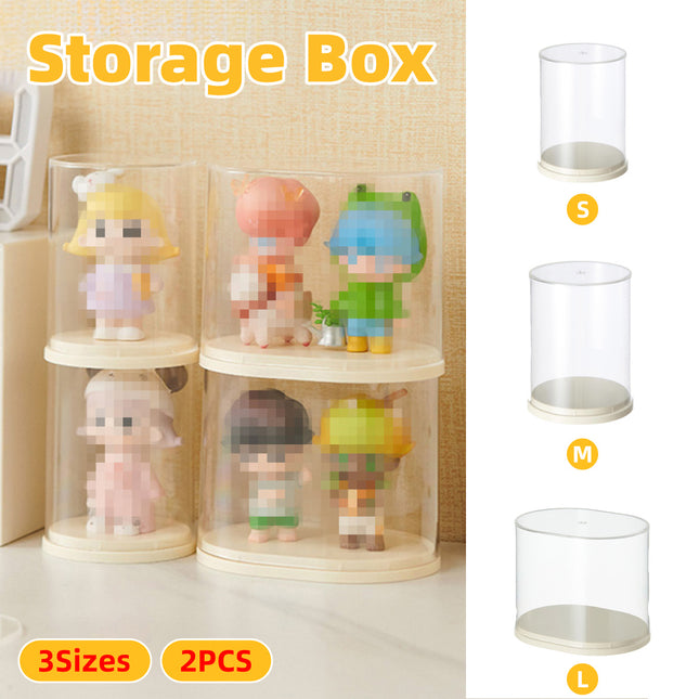 2pcs Clear Acrylic Display Case Transparent Box for Collectibles Dolls Figures