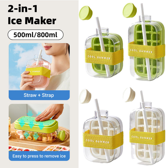 Ice Cube Maker Kettle 2in1 Ice Tray Mould Ice Making Box Portable Freezer Tool