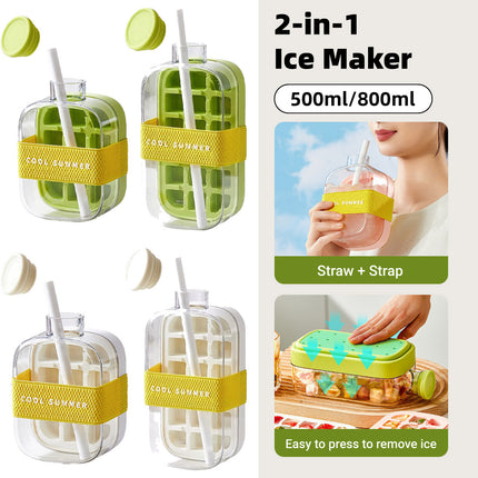Ice Cube Maker Kettle 2in1 Ice Tray Mould Ice Making Box Portable Freezer Tool