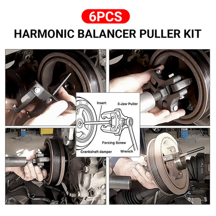 Harmonic Balancer Puller Tool Set Crankshaft Pulley Remover Kit 6PCS