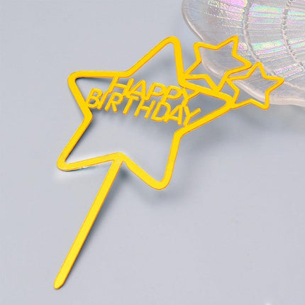 Happy Birthday Acrylic Cake Topper Cake Decoration Golden Silver Party
