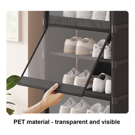 Simple Shoe Cabinet with Transparent Door 8 Tier for Entryway Hallway Durable