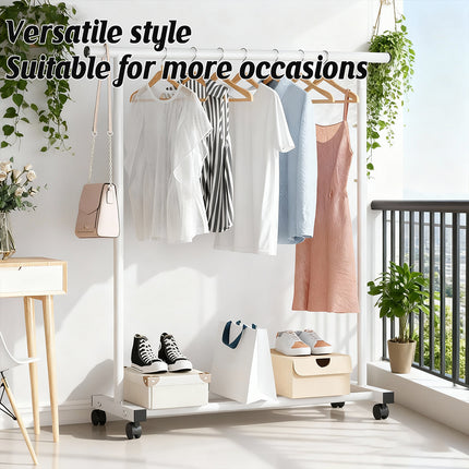 Portable Clothes Rack with Wheels Durable Iron Material for Enterway Bedroom Use