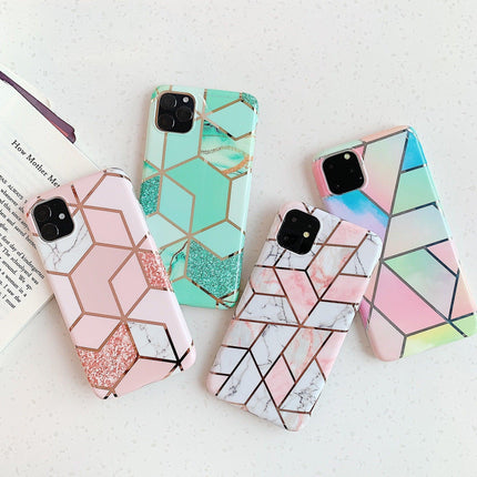 Rainbow Case for iPhone 14 13 12 11 Pro Max XR XS Marble Phone Shockproof Cover Silicone - Aimall