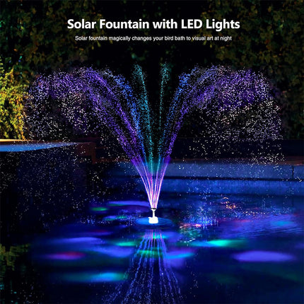 Solar Fountain Bird Bath Fountain Waterproof Auto-On for Outdoor Decoration