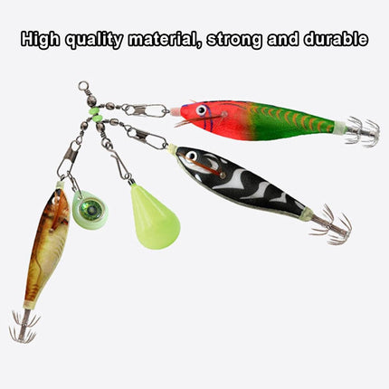 15pcs Wooden Shrimp Fishing Hooks Three Pronged Swivel Tackle Accessories Set