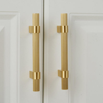 5 Sizes Brass Solid Handles Knurled Vertical Pulls for Cabinet Drawer Wardrobe