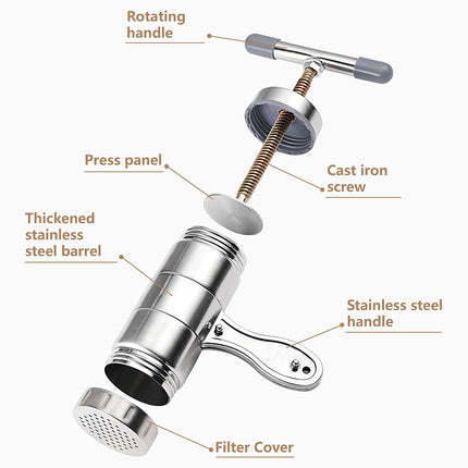 Home Manual Stainless Steel Pasta Maker Hand Crank Noodle Press Durable Easy Clean