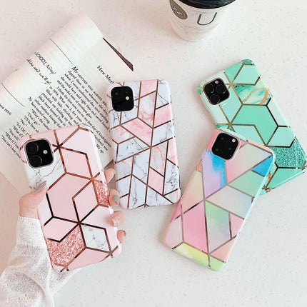 Rainbow Case for iPhone 14 13 12 11 Pro Max XR XS Marble Phone Shockproof Cover Silicone - Aimall