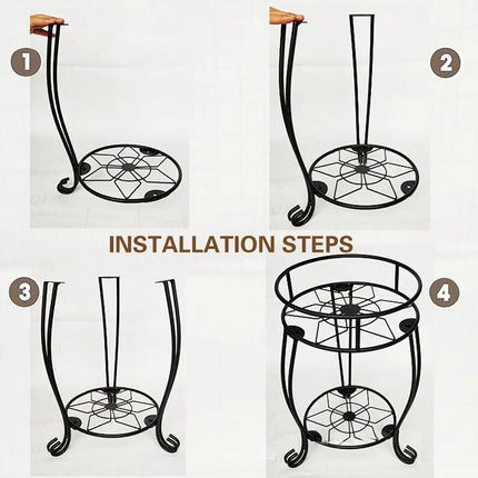 Foldable Plant Stand 2 Tier Metal Flower Shelf for Indoor Outdoor Garden Use