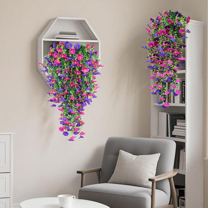 3PCS Artificial Morning Glory Vine Hanging Wall Decoration Flower Decor Garden