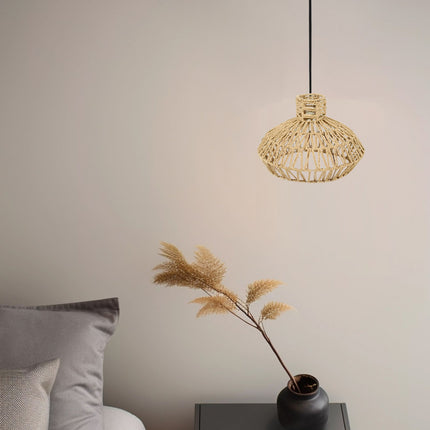 Natural Paper Rope Woven Lampshade 30x21cm Rattan Style Pendant Light Shade