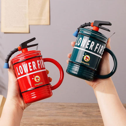 Creative Ceramic Mug Fire Extinguisher Shape Novelty Coffee Tea Cup Durable