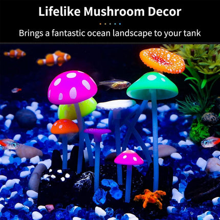 9pcs Simulation Mushroom Fish Tank Decor Fake Plants Aquarium Ornament Set