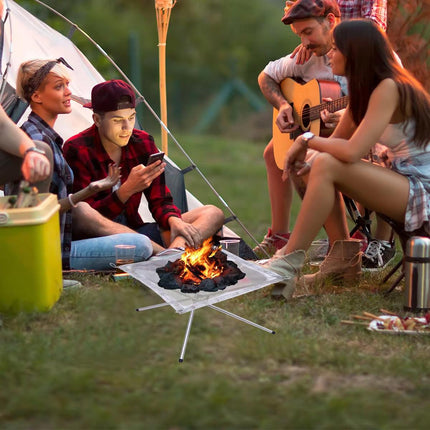 Folding Stainless Steel Mesh Fire Pit Outdoor Camping Hiking Portable Fireplace
