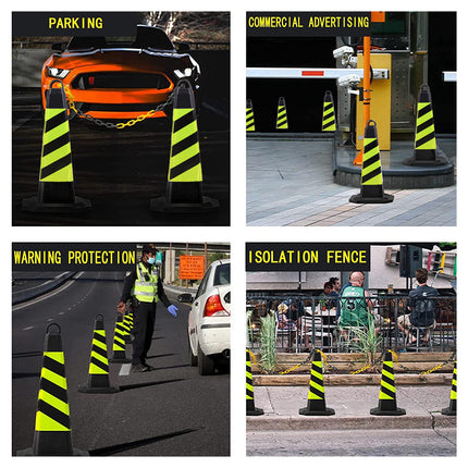 2PCS Road Rubber Traffic Cone Safety Cone Flexible Resilient for Construction