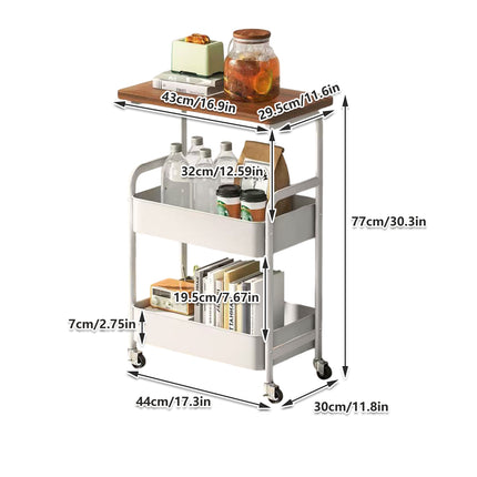 Multi Layer Coffee Table Sturdy Rolling Caster Wheels Versatile Home Storage Use