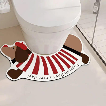Dachshund U Shaped Floor Mats Non Slip Dirt Resistant Foot Mats for Toilet Home
