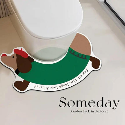 Dachshund U Shaped Floor Mats Non Slip Dirt Resistant Foot Mats for Toilet Home