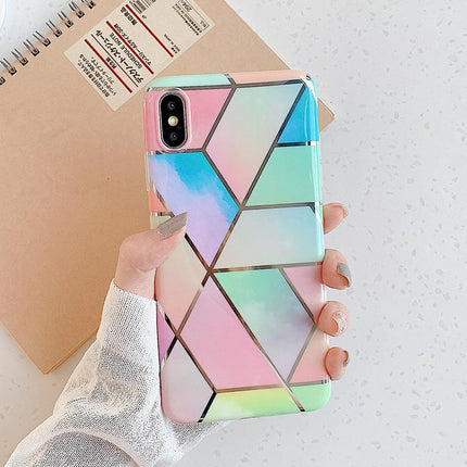 Rainbow Case for iPhone 14 13 12 11 Pro Max XR XS Marble Phone Shockproof Cover Silicone - Aimall