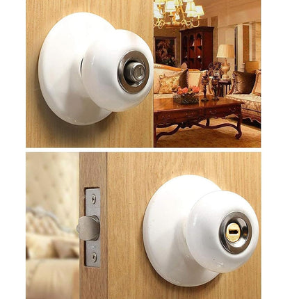 Ceramics Door Knob Lock Key Locking Set Interior Exterior Knob Bedroom Bathroom