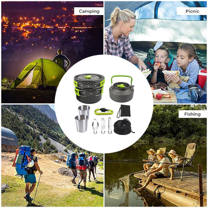 Portable Outdoor Camping Cookware Set for Hiking Picnics Backpacking Travel Use