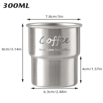 6PCS Stainless Coffee Steel Cups 300ml Portable Food-Grade for Home Office Cafe