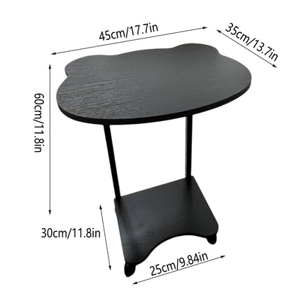 Black Mobile Side Table with Wheels 2-Tier Durable for Living Room Bedroom Use