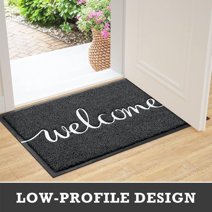 Black Door Mat Welcome Carpet Modern Simple Silk Ring Floor Entrance Rug Indoor