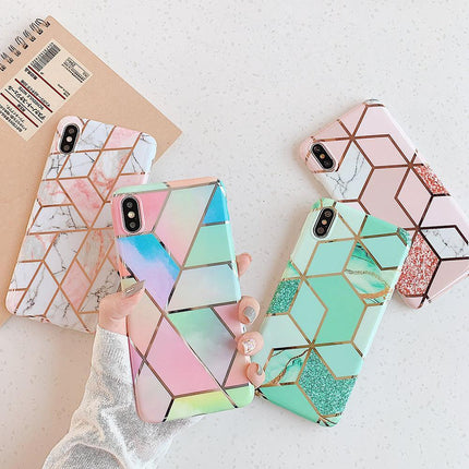 Rainbow Case for iPhone 14 13 12 11 Pro Max XR XS Marble Phone Shockproof Cover Silicone - Aimall
