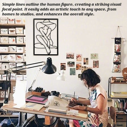 Women Line Art Iron Wall Hanging Decor for Home Aesthetic Easy Installation