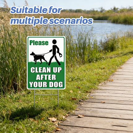 2PCS Clean Up After Your Dog Sign Dog Litter Clean Up Sign 20x30cm Stable Sturdy